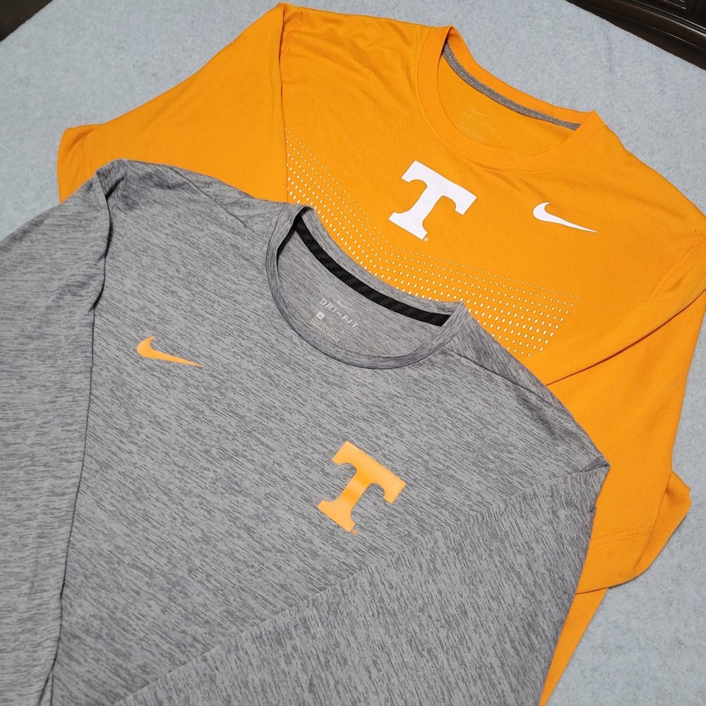 Nike Tennessee Volunteers Dri-FIT Long Sleeve Shirts XL Lot of 2 1 Gray 1 Orange
